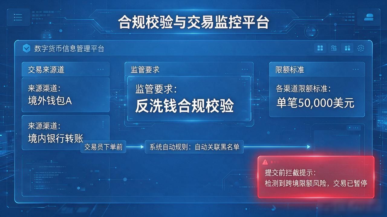数字货币信息管理平台_数字货币信息管理平台_实时盯盘合规校验跨币种数据归集